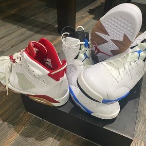 Jordan’s size 12 the Burgundy blue size 13